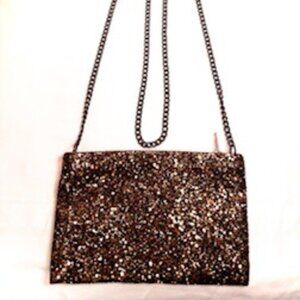 J. Crew Glittered Crossbody Purse, Dark Gold